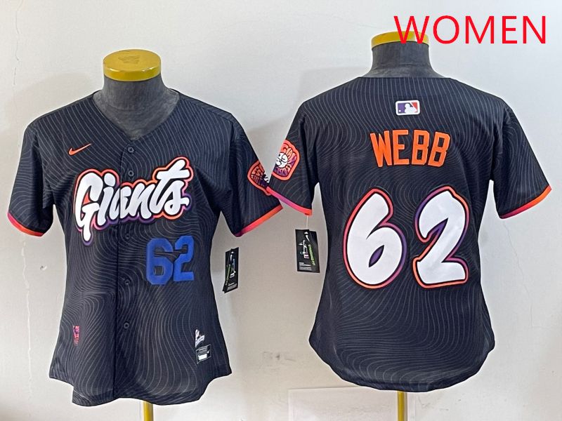 Women San Francisco Giants #62 Webb Black Joint Name Nike 2025 MLB Jersey style 6->women mlb jersey->Women Jersey